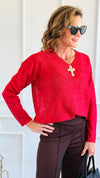 First Love Sequin Detail V-Neck Sweater-140 Sweaters-ROUSSEAU-Coastal Bloom Boutique, find the trendiest versions of the popular styles and looks Located in Indialantic, FL