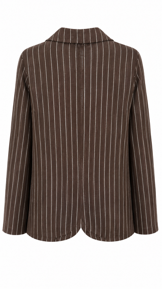 Casual Lines Italian Linen Blazer- Brown/White