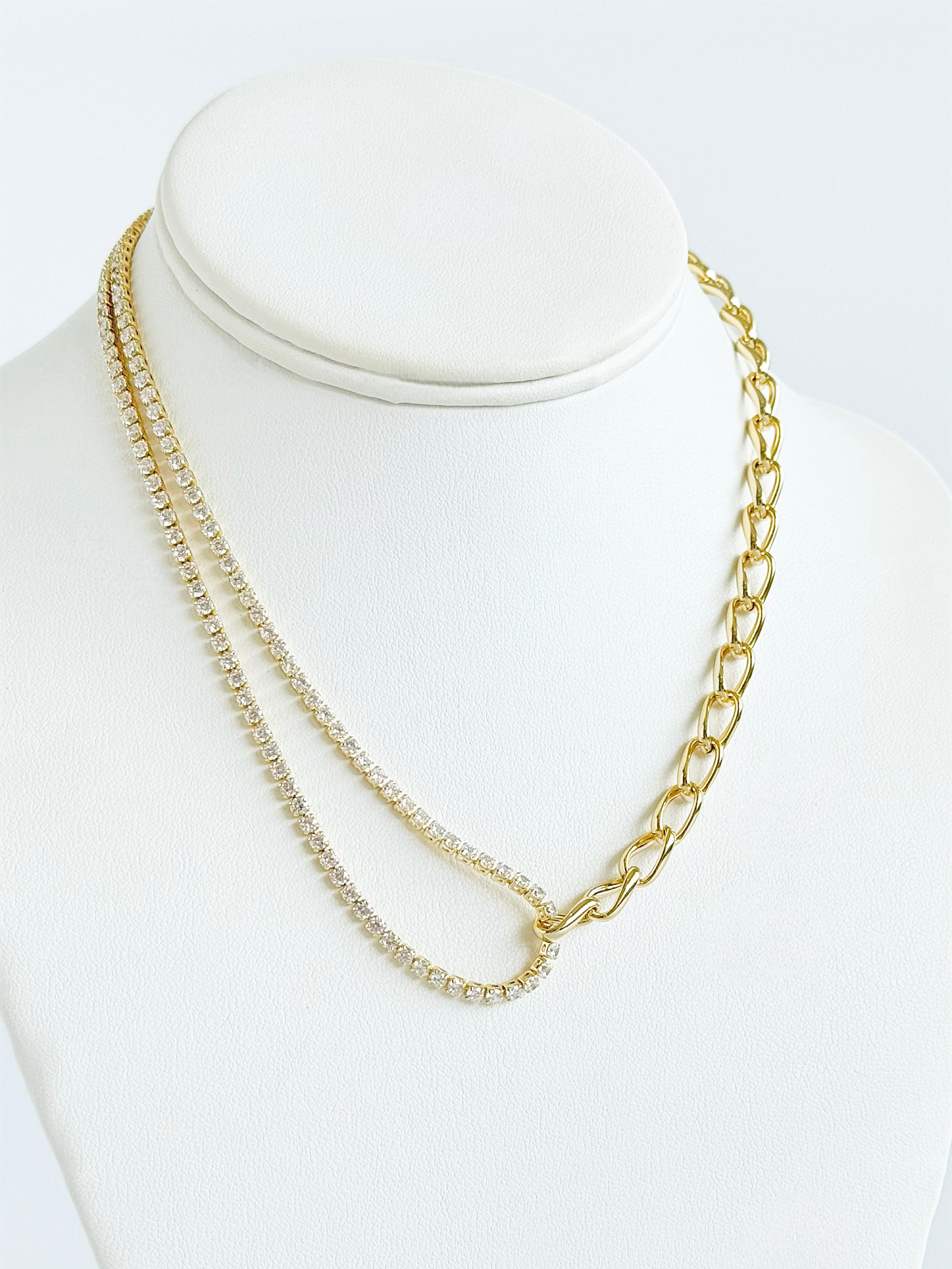 Eternity Sparkling Double Chain Necklace-230 Jewelry-TREASURE JEWELS-Coastal Bloom Boutique, find the trendiest versions of the popular styles and looks Located in Indialantic, FL