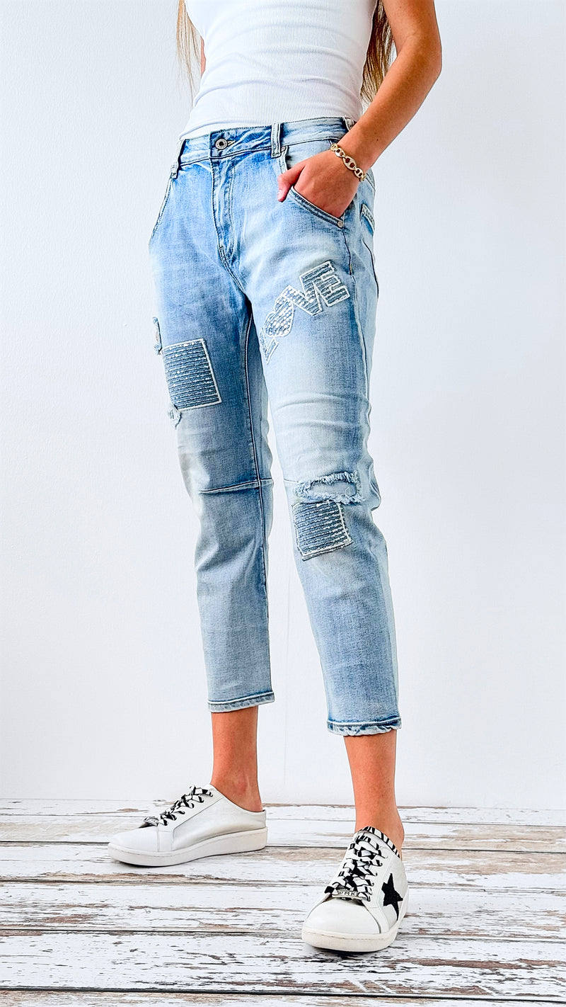 Love Sequins Italian Denim Pant-190 Denim-Italianissimo-Coastal Bloom Boutique, find the trendiest versions of the popular styles and looks Located in Indialantic, FL