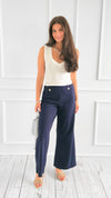 Golden Hour Pants - Navy-170 Bottoms-GLAM-Coastal Bloom Boutique, find the trendiest versions of the popular styles and looks Located in Indialantic, FL