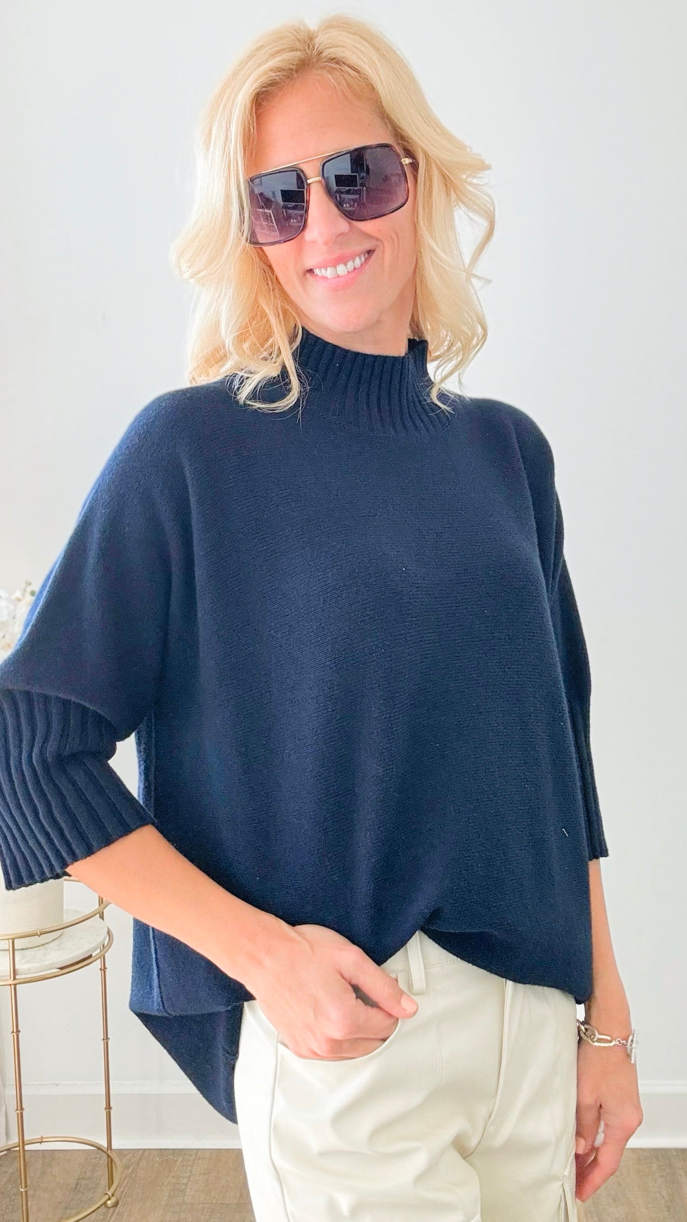 Break Free Relaxed Italian Sweater - Navy-140 Sweaters-Germany-Coastal Bloom Boutique, find the trendiest versions of the popular styles and looks Located in Indialantic, FL