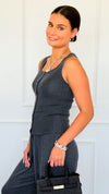 Triple Play 3 Pieces Italian Set- Dark Gray-210 Loungewear/Sets-Italianissimo-Coastal Bloom Boutique, find the trendiest versions of the popular styles and looks Located in Indialantic, FL