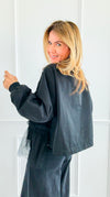 Tulle & Denim Italian Zip Jacket-160 Jackets-MAY MODA-Coastal Bloom Boutique, find the trendiest versions of the popular styles and looks Located in Indialantic, FL