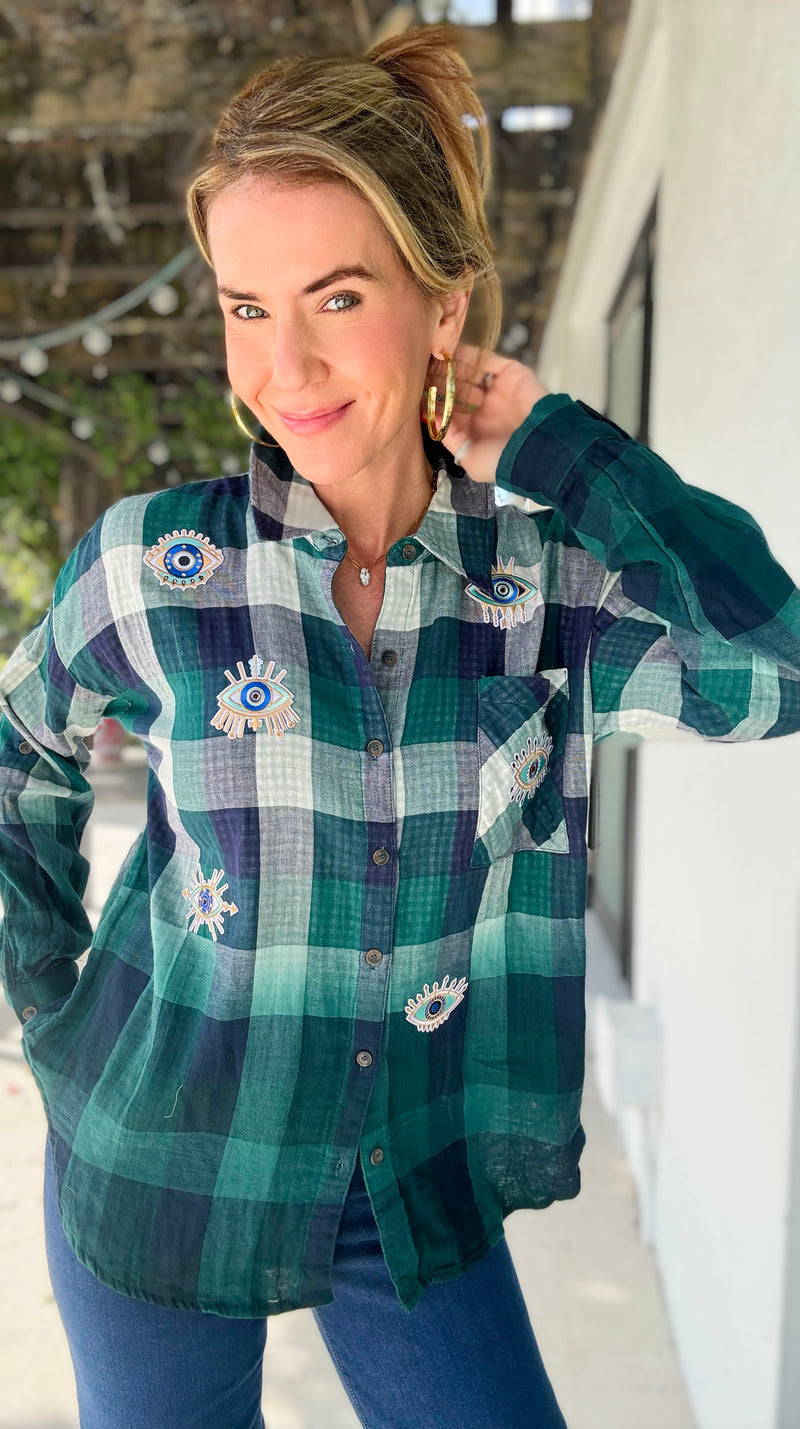 CB Custom - Enchanted Gaze Button Up Top-130 Long Sleeve Tops-mystree / Holly-Coastal Bloom Boutique, find the trendiest versions of the popular styles and looks Located in Indialantic, FL