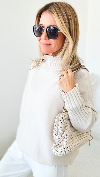 Break Free Long Sleeve Italian Sweater Top - Ivory