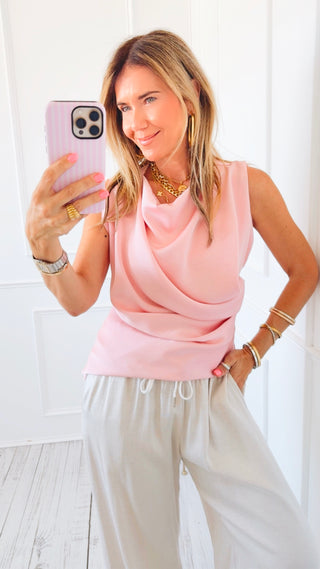 Soft Focus Drape Top - Pink
