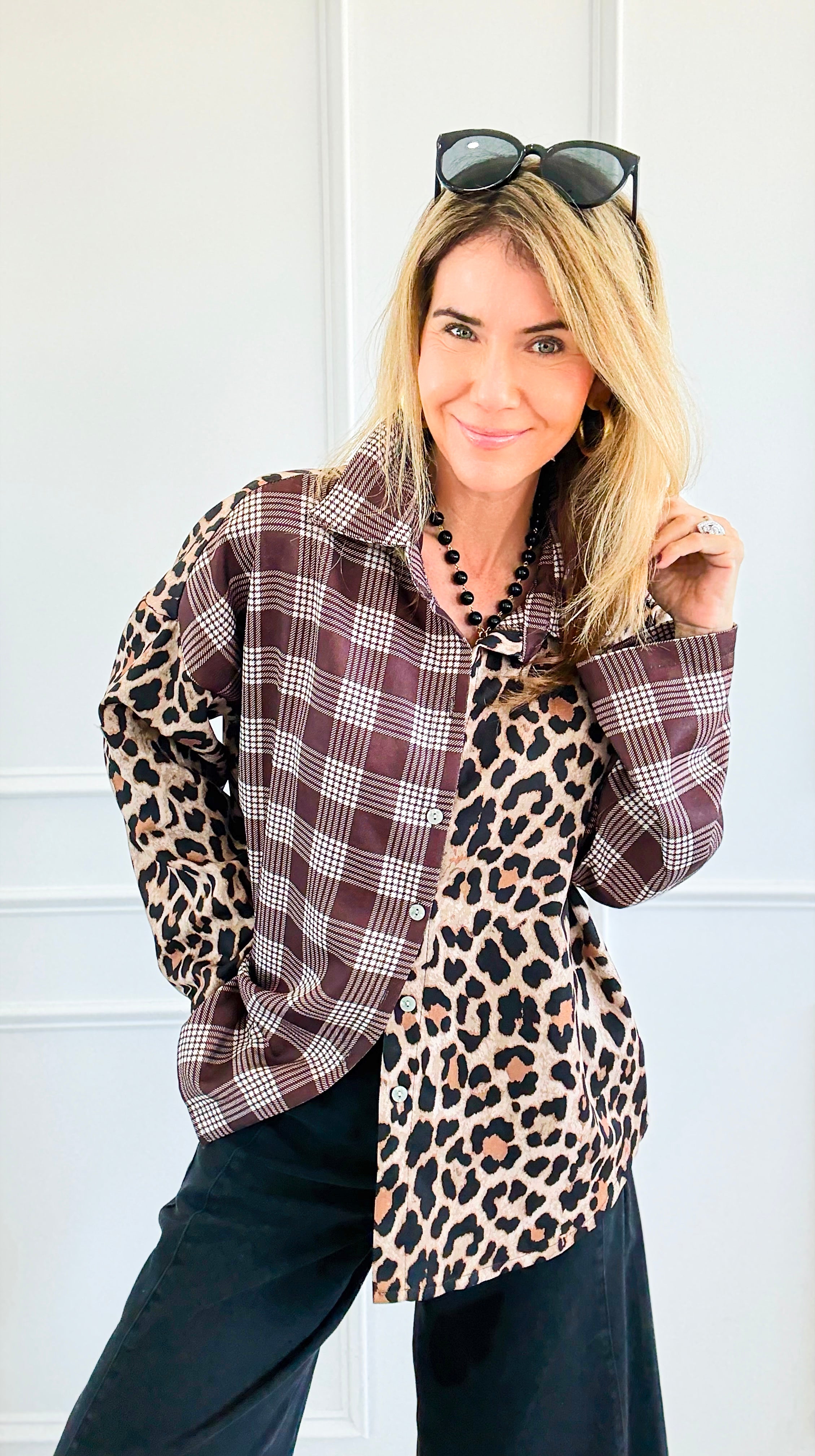 Two Sides Story Italian Button- Down Top-110 Long Sleeve Tops-SEÑORITA C-Coastal Bloom Boutique, find the trendiest versions of the popular styles and looks Located in Indialantic, FL