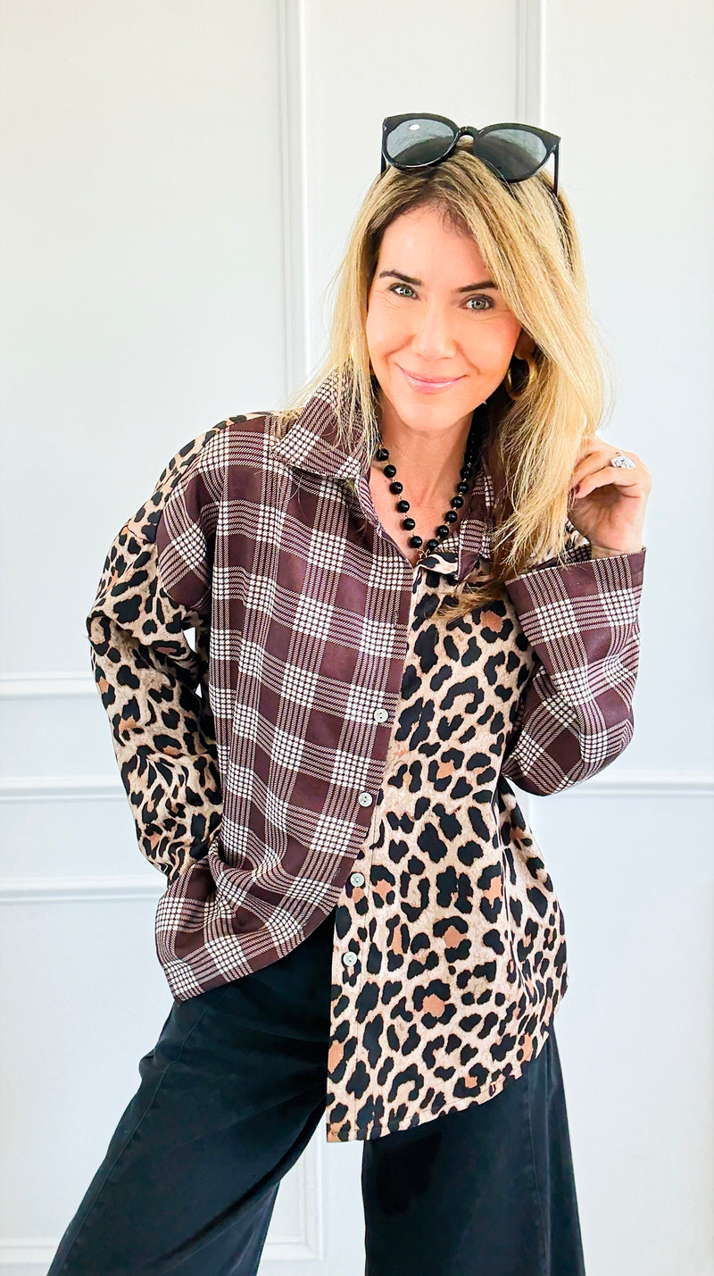 Two Sides Story Italian Button- Down Top-110 Long Sleeve Tops-SEÑORITA C-Coastal Bloom Boutique, find the trendiest versions of the popular styles and looks Located in Indialantic, FL