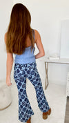 Touch of Flare Ornate Denim Bell Bottoms-170 Bottoms-EASEL-Coastal Bloom Boutique, find the trendiest versions of the popular styles and looks Located in Indialantic, FL