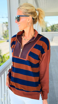 Varsity Lines Top-110 Long Sleeve Tops-Umgee-Coastal Bloom Boutique, find the trendiest versions of the popular styles and looks Located in Indialantic, FL