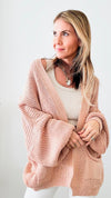 Sugar High Italian Cardigan-Blush-150 Cardigans/Layers-Yolly-Coastal Bloom Boutique, find the trendiest versions of the popular styles and looks Located in Indialantic, FL