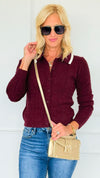Poetry Club Knit Cardigan - Burgundy-140 Sweaters-LOVE TREE-Coastal Bloom Boutique, find the trendiest versions of the popular styles and looks Located in Indialantic, FL