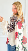 Wild Roses Ruffle Bell Sleeve Italian Blouse-130 Long sleeve top-Italianissimo-Coastal Bloom Boutique, find the trendiest versions of the popular styles and looks Located in Indialantic, FL