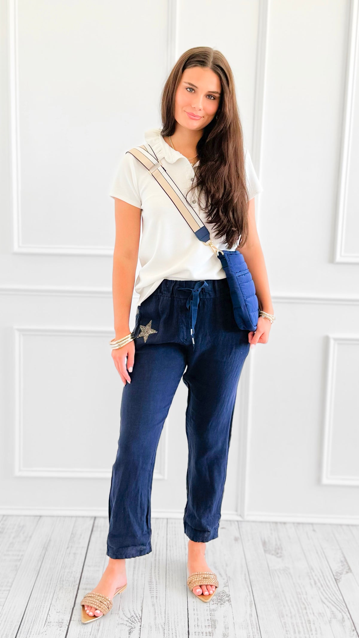 Spark Star Casual Italian Pant- Navy-100 Pants-CLEAR S-Coastal Bloom Boutique, find the trendiest versions of the popular styles and looks Located in Indialantic, FL