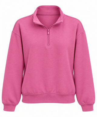 Chic Quarter-Zip Sweatshirt - Candy Pink