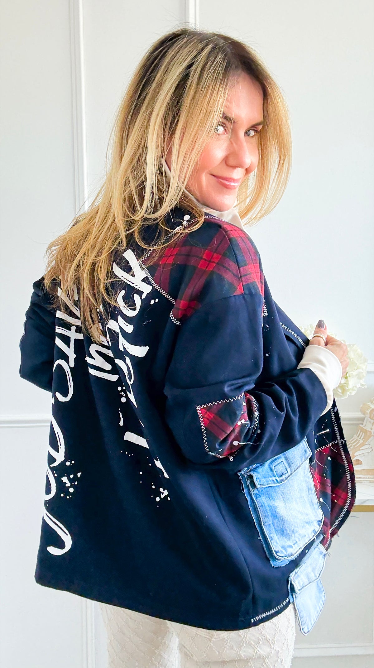 Attitude & Patch Blazer-160 Jackets-DIPINTO DI BLU-Coastal Bloom Boutique, find the trendiest versions of the popular styles and looks Located in Indialantic, FL