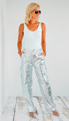 Silver Baggy Cargo Pants-170 Bottoms-Vibrant M.i.U-Coastal Bloom Boutique, find the trendiest versions of the popular styles and looks Located in Indialantic, FL