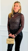 Dainty Meadow Mesh Top- Black-110 Long Sleeve Tops-Umgee-Coastal Bloom Boutique, find the trendiest versions of the popular styles and looks Located in Indialantic, FL