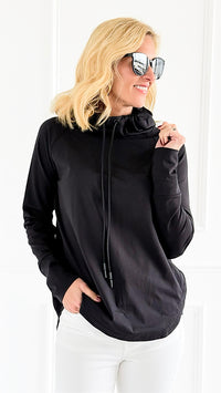 Active Hoodie Top - Black-110 Long Sleeve Tops-Mono B-Coastal Bloom Boutique, find the trendiest versions of the popular styles and looks Located in Indialantic, FL