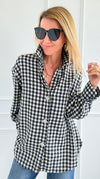Checked-In Italian Woven Top-110 Long Sleeve Tops-TATTOO Z-Coastal Bloom Boutique, find the trendiest versions of the popular styles and looks Located in Indialantic, FL