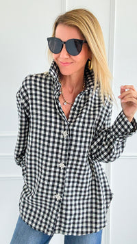 Checked-In Italian Woven Top-110 Long Sleeve Tops-TATTOO Z-Coastal Bloom Boutique, find the trendiest versions of the popular styles and looks Located in Indialantic, FL