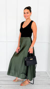 Isabella Italian Skirt- Olive-170 Bottoms-SEE YOU IN ROME-Coastal Bloom Boutique, find the trendiest versions of the popular styles and looks Located in Indialantic, FL
