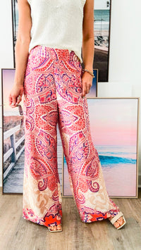 Paisley Printed Straight Leg Pants-170 Bottoms-EESOME-Coastal Bloom Boutique, find the trendiest versions of the popular styles and looks Located in Indialantic, FL