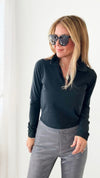 Back To It Crop Top - Black-130 Long Sleeve Tops-HYFVE-Coastal Bloom Boutique, find the trendiest versions of the popular styles and looks Located in Indialantic, FL