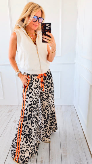 On Track Leopard Italian Pant - Neon Orange