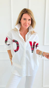 Tartan Love Italian Blouse-110 Long Sleeve Tops-TATTOO Z-Coastal Bloom Boutique, find the trendiest versions of the popular styles and looks Located in Indialantic, FL