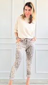 Wish List Animal Print Italian Joggers- Beige-pants-Italianissimo-Coastal Bloom Boutique, find the trendiest versions of the popular styles and looks Located in Indialantic, FL