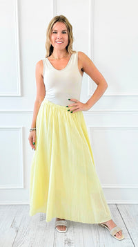 Serenity Italian Skirt- Yellow-170 bottoms-Italianissimo-Coastal Bloom Boutique, find the trendiest versions of the popular styles and looks Located in Indialantic, FL