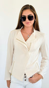 Classic Moto Jacket - Ivory-160 Jackets-Clara Sun Woo-Coastal Bloom Boutique, find the trendiest versions of the popular styles and looks Located in Indialantic, FL