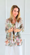 Botanical Safari Capri Italian Knit Open Cardigan-150 Cardigan Layers-SORPRESA-Coastal Bloom Boutique, find the trendiest versions of the popular styles and looks Located in Indialantic, FL