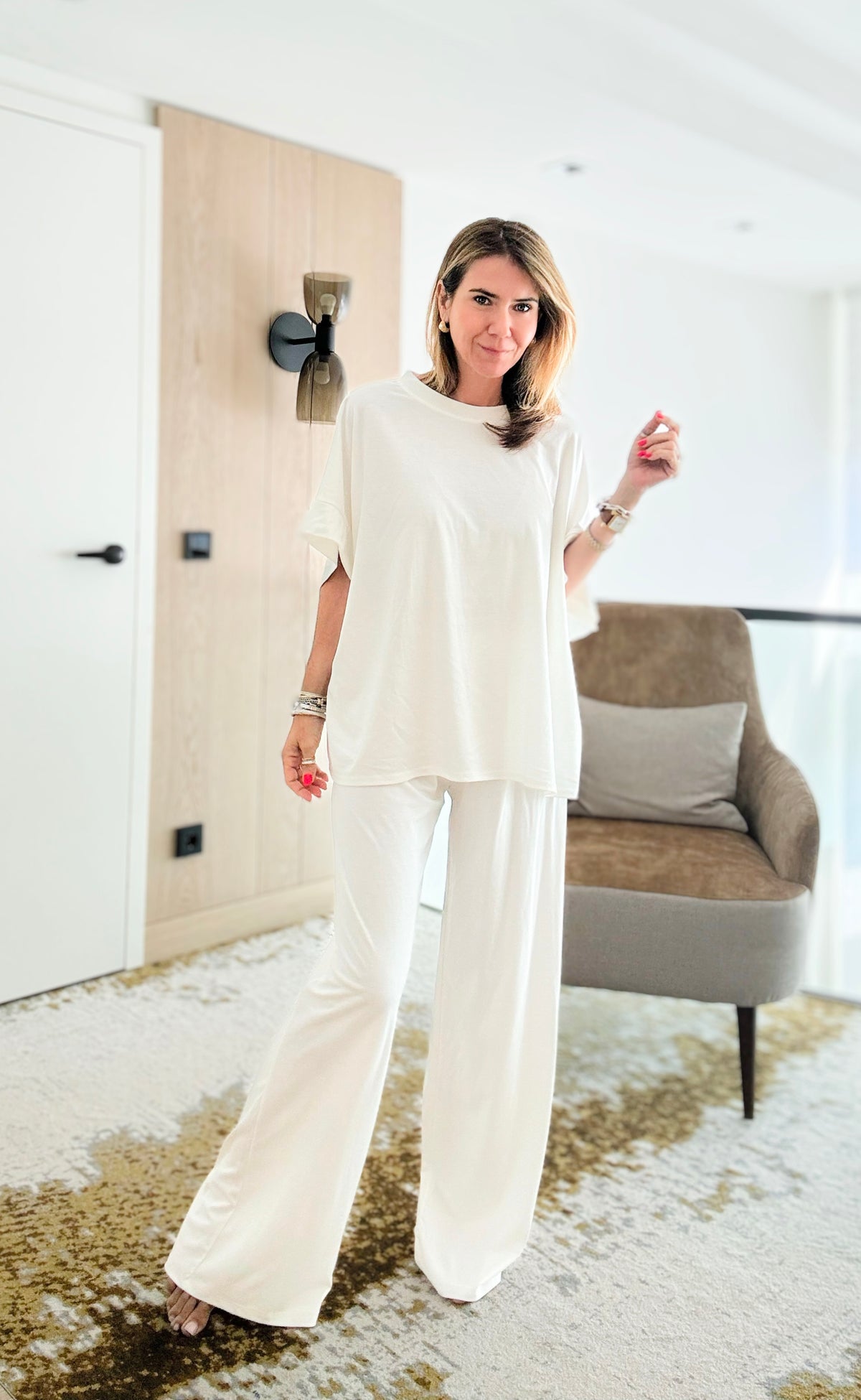 Chic Alert Italian Set - White-210 Loungewear/Sets-Italianissimo-Coastal Bloom Boutique, find the trendiest versions of the popular styles and looks Located in Indialantic, FL