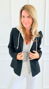 Veronica Cloud Hoodie Blazer-Black-160 Jackets-Six/ Fifty-Coastal Bloom Boutique, find the trendiest versions of the popular styles and looks Located in Indialantic, FL