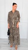 Leopard Paws Button Italian Long Dress-200 Dresses/Jumpsuits/Rompers-FH GROUP-Coastal Bloom Boutique, find the trendiest versions of the popular styles and looks Located in Indialantic, FL
