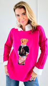 Jerry The Bear Italian Pullover- Fuchsia-140 Sweaters-Italianissimo-Coastal Bloom Boutique, find the trendiest versions of the popular styles and looks Located in Indialantic, FL