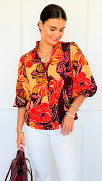 Wild Bloom Button Top-110 Long Sleeve Tops-oddi-Coastal Bloom Boutique, find the trendiest versions of the popular styles and looks Located in Indialantic, FL