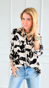 Wild Elegance Tunic Top - Black-130 Long Sleeve Tops-White Birch-Coastal Bloom Boutique, find the trendiest versions of the popular styles and looks Located in Indialantic, FL