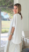 Eileen Relaxed Everyday Lounge Top - White-00 Sleevless Tops-Mono B-Coastal Bloom Boutique, find the trendiest versions of the popular styles and looks Located in Indialantic, FL