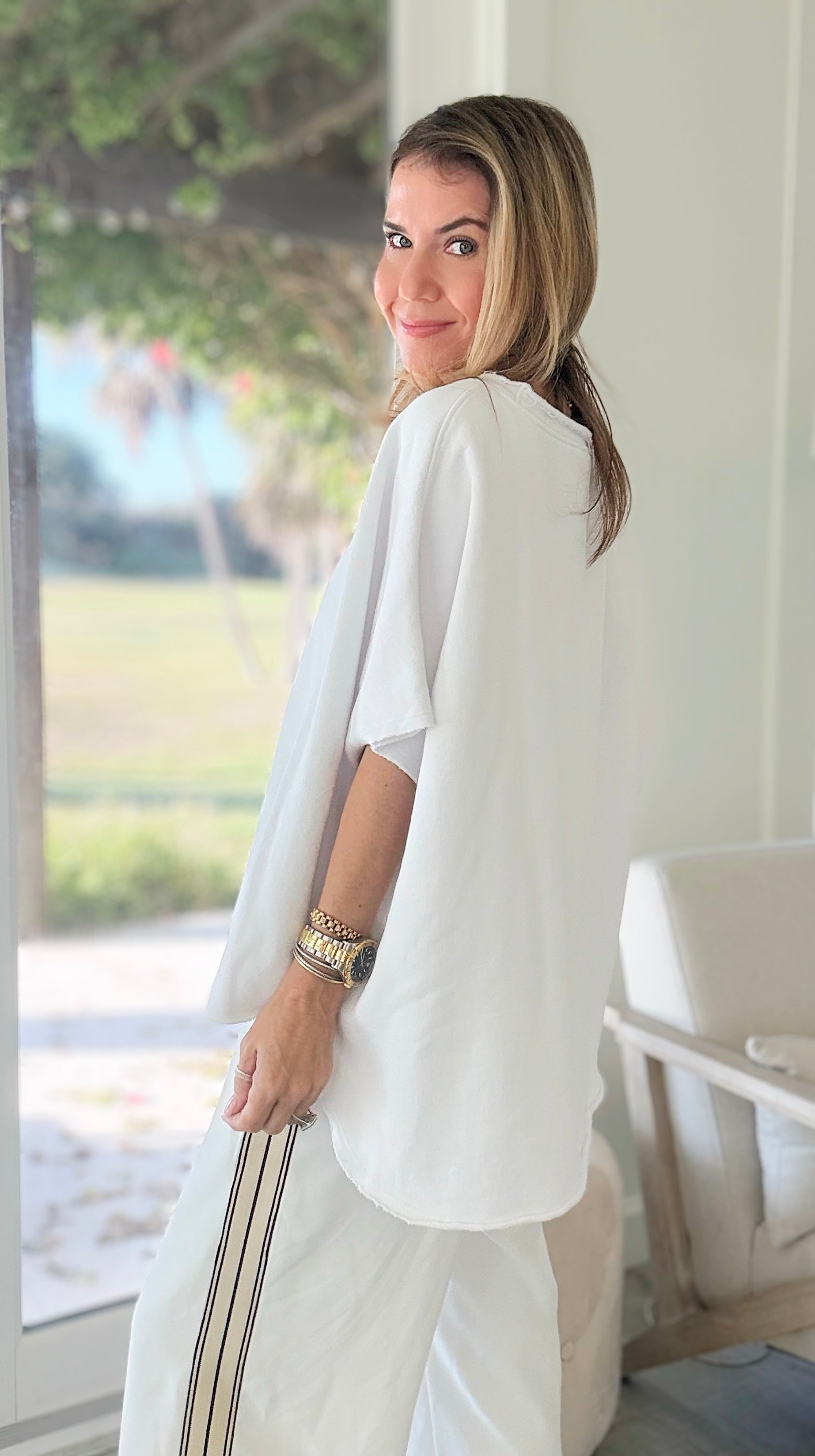 Relaxed Everyday Lounge Top - White-00 Sleevless Tops-Mono B-Coastal Bloom Boutique, find the trendiest versions of the popular styles and looks Located in Indialantic, FL