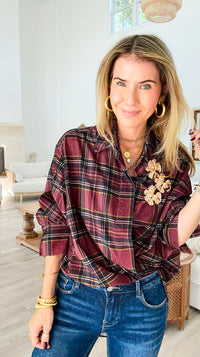 Plaid Petals Corduroy Italian Blouse