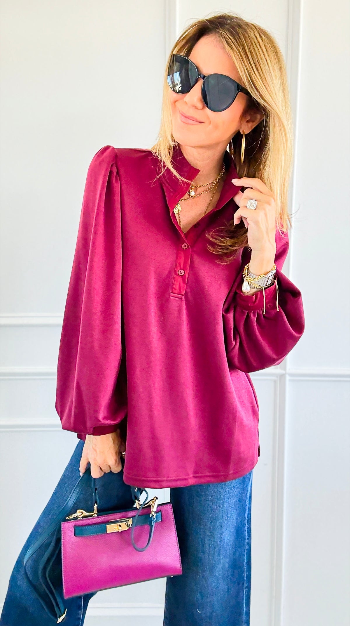 High Drama Balloon Sleeve Top-110 Long Sleeve Tops-JODIFL-Coastal Bloom Boutique, find the trendiest versions of the popular styles and looks Located in Indialantic, FL