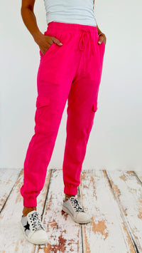 Pockets Jogger Pants - Fuchsia-180 Joggers-oddi-Coastal Bloom Boutique, find the trendiest versions of the popular styles and looks Located in Indialantic, FL