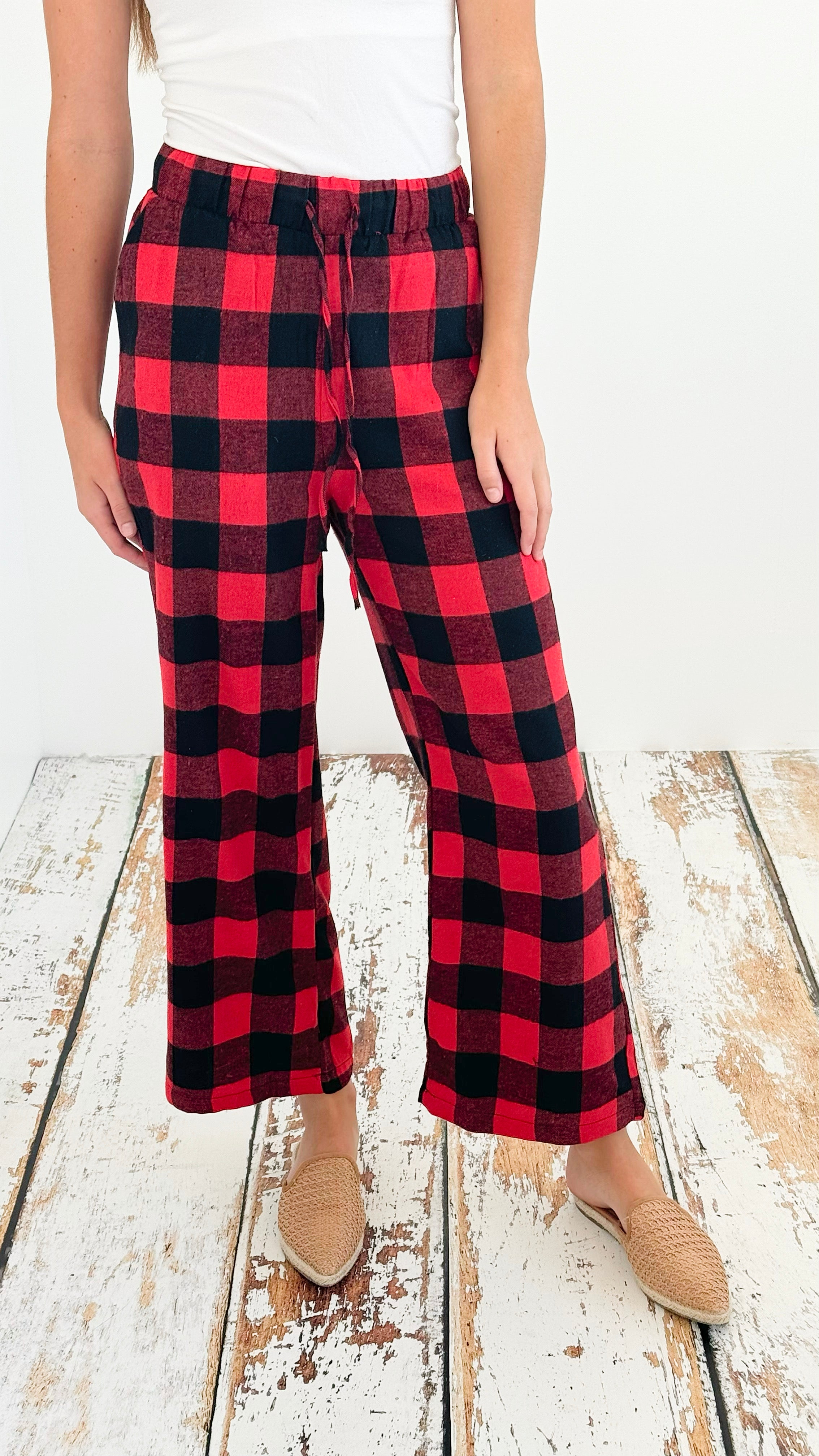 Classic Comfort Plaid Pijama Pants - Red-210 Loungewear/Sets-Love Poem-Coastal Bloom Boutique, find the trendiest versions of the popular styles and looks Located in Indialantic, FL