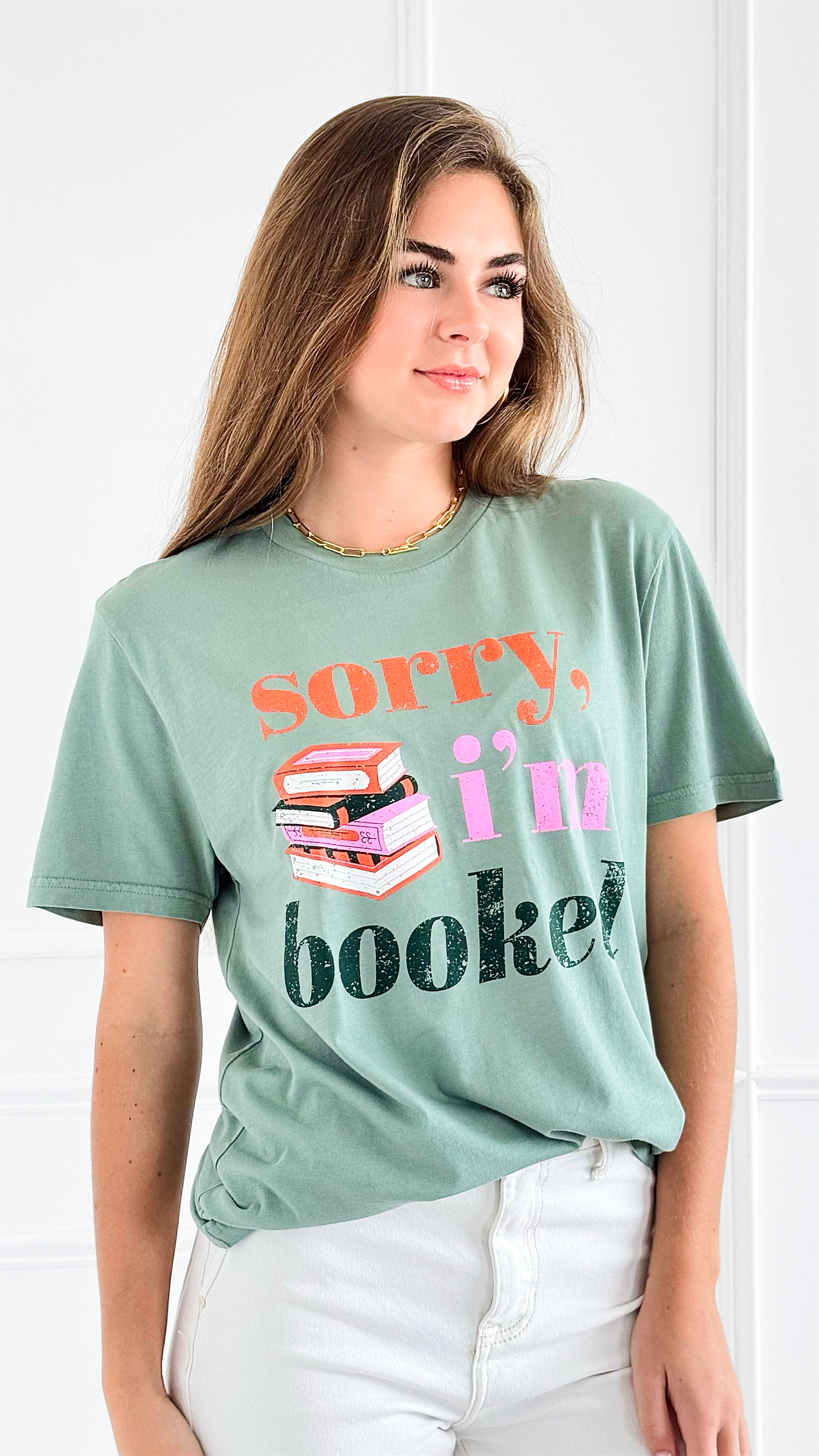 Sorry I´m Booked Tee-120 Graphic-Pierce + Pine-Coastal Bloom Boutique, find the trendiest versions of the popular styles and looks Located in Indialantic, FL