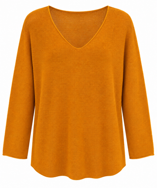 Soho Italian V-Neck Pullover - Mustard