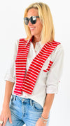 Sailor Chic Button-Down-130 Long sleeve top-PASTEL DESIGN-Coastal Bloom Boutique, find the trendiest versions of the popular styles and looks Located in Indialantic, FL